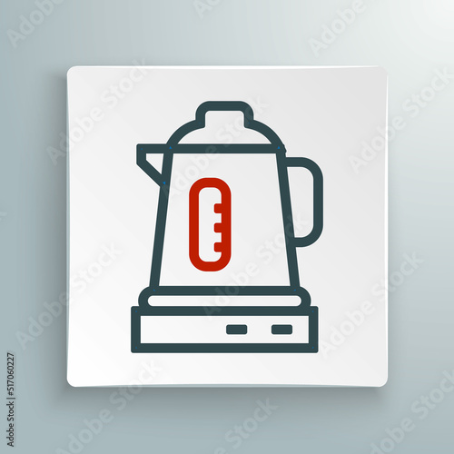 Line Electric kettle icon isolated on white background. Teapot icon. Colorful outline concept. Vector