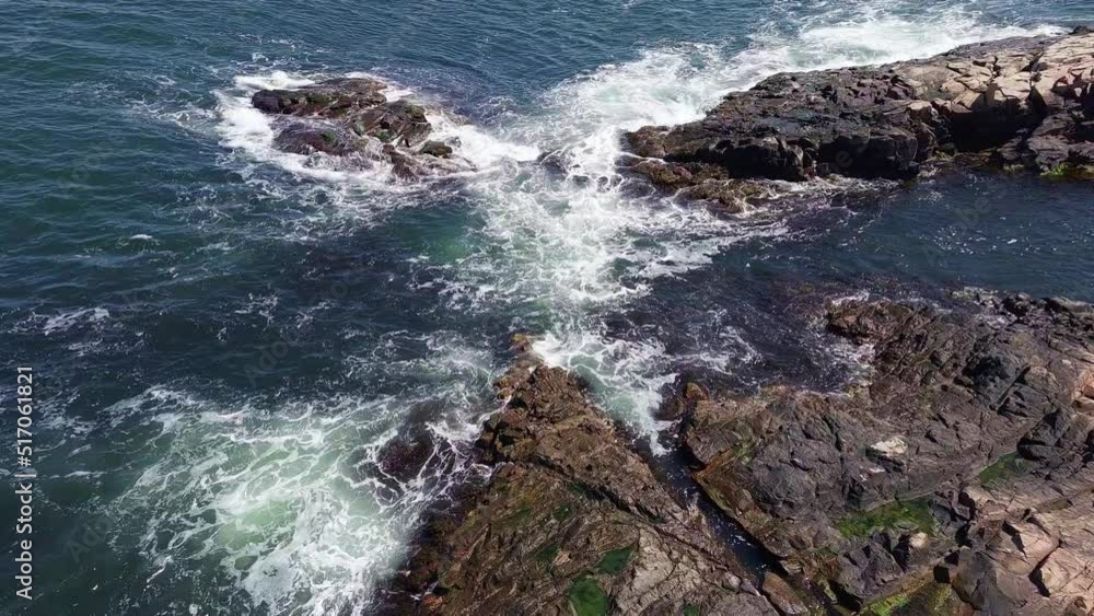 Aerial view of a stone ledge in the Black Sea under a clear sky on a sunny day Aerial view of a stone ledge in the Black Sea under a clear sky on a sunny day