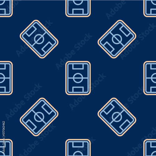 Line Football or soccer field icon isolated seamless pattern on blue background. Vector © Iryna