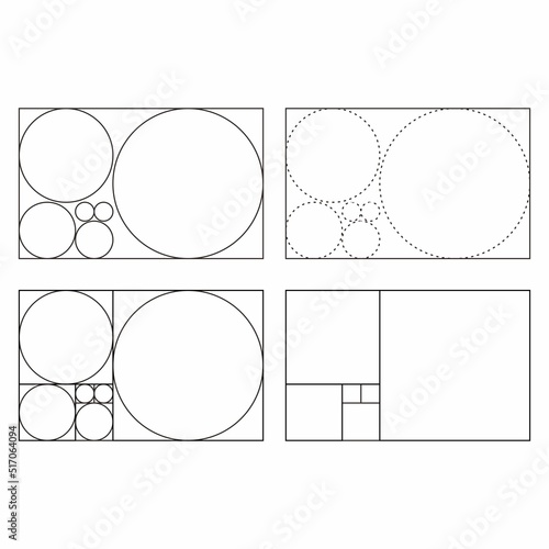 Abstract illustration with golden ratio on white background