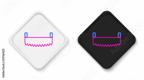 Line Two-handed saw icon isolated on white background. Colorful outline concept. Vector
