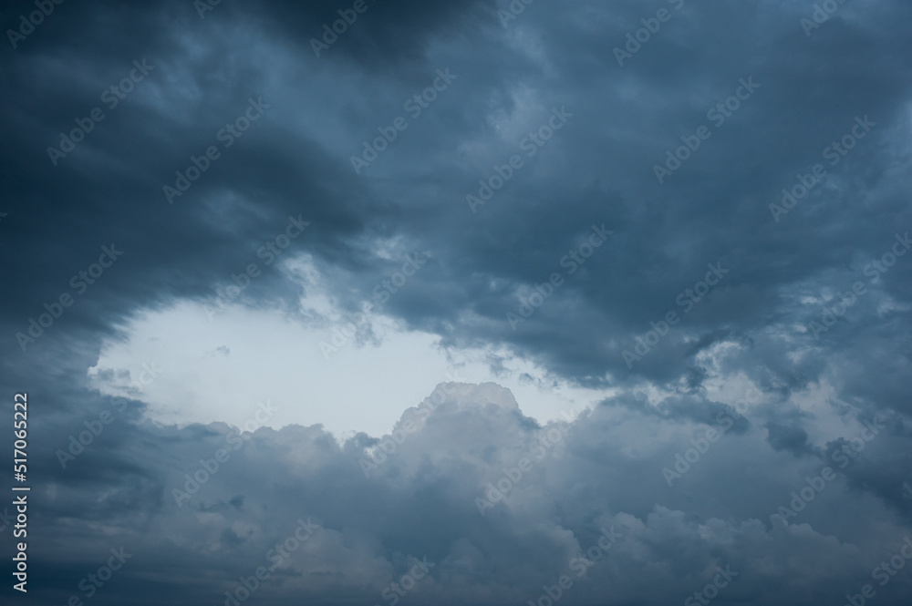 Scenic shot of dramatic sky with rainy clouds, natural backdrop 