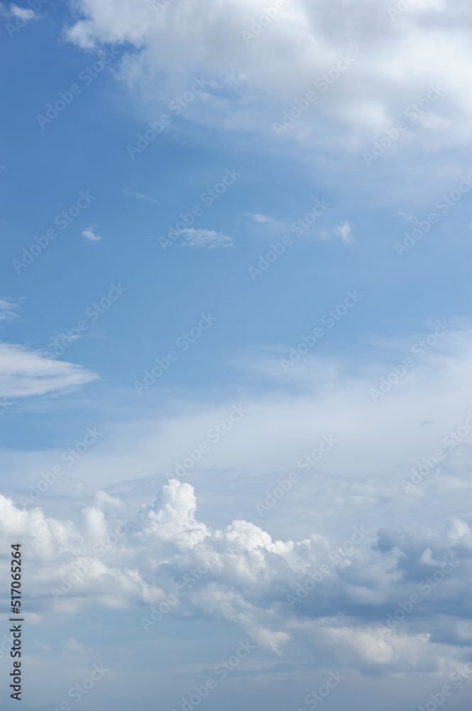Scenic view of blue sky with white cumulus clouds, natural background Scenic view of blue sky with white cumulus clouds, natural background