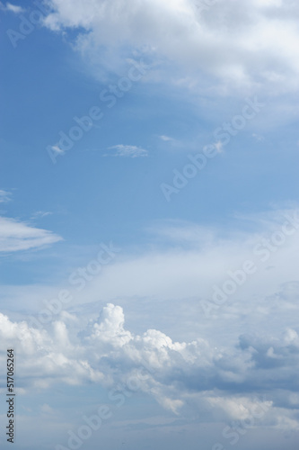 Fototapeta Naklejka Na Ścianę i Meble -  Scenic view of blue sky with white cumulus clouds, natural background