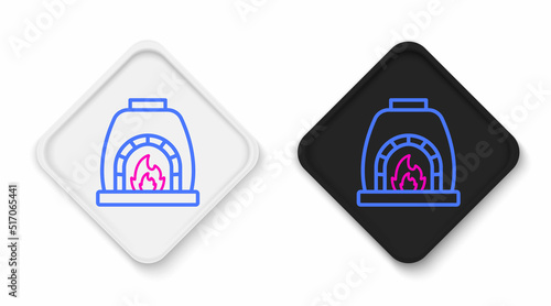Line Blacksmith oven icon isolated on white background. Colorful outline concept. Vector
