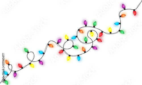 Christmas lights string isolated on white background vector