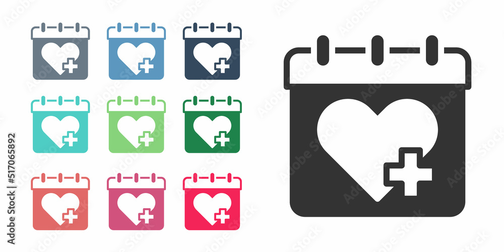Black Doctor appointment icon isolated on white background. Calendar, planning board, agenda, consultation doctor. Set icons colorful. Vector Black Doctor appointment icon isolated on white background. Calendar, planning board, agenda, consultation doctor. Set icons colorful. Vector