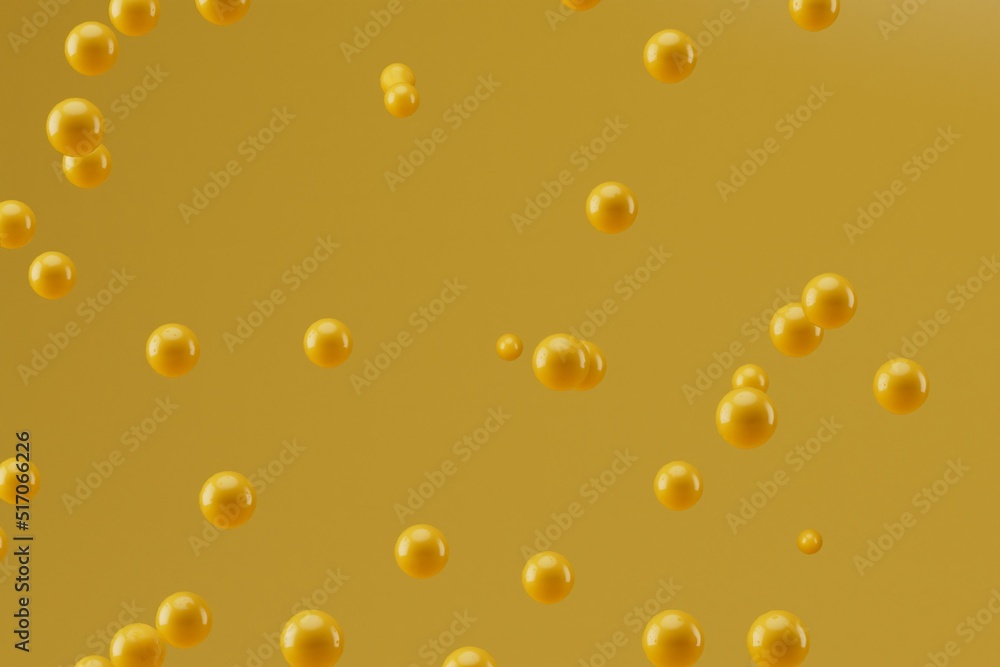 abstract background. small yellow bubbles, patterns of small spheres flying on a yellow background. 3d render. 3d illustration abstract background. small yellow bubbles, patterns of small spheres flying on a yellow background. 3d render. 3d illustration