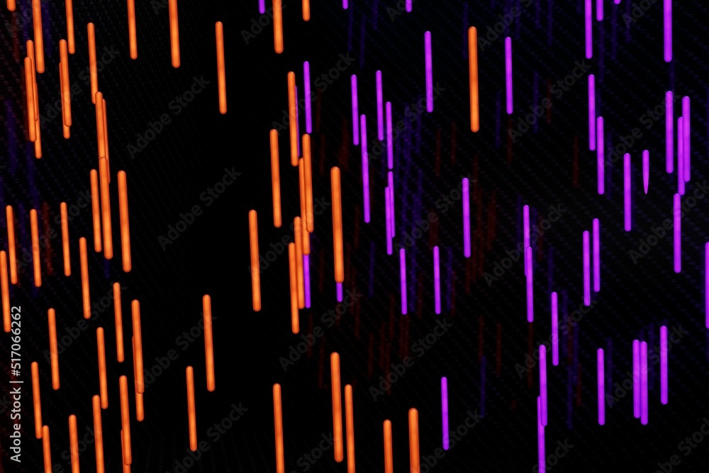 abstract background. neon lines sticks of orange and purple colors on a black background. 3d render. 3d illustration abstract background. neon lines sticks of orange and purple colors on a black background. 3d render. 3d illustration