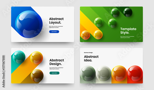 Creative journal cover design vector template set. Minimalistic 3D balls booklet illustration collection.
