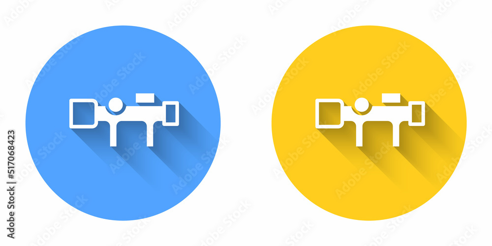Fototapeta premium White Sniper optical sight icon isolated with long shadow background. Sniper scope crosshairs. Circle button. Vector
