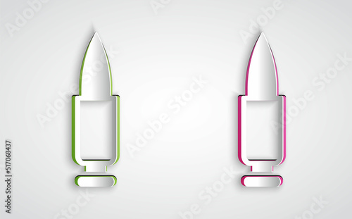 Paper cut Bullet icon isolated on grey background. Paper art style. Vector