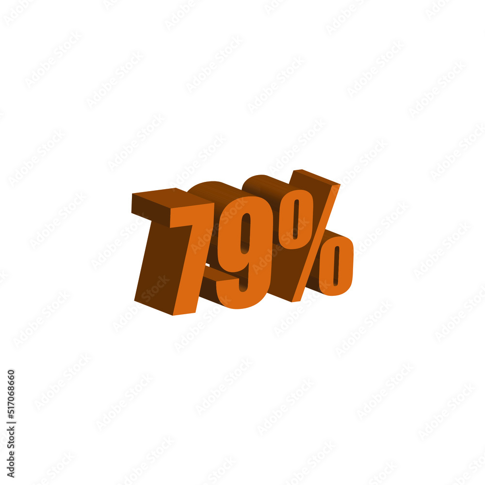 79 percent 3D orange text. 79% 3D text on white background. Seventy-nine percent special offer, discount and percentage tag vector 79 percent 3D orange text. 79% 3D text on white background. Seventy-nine percent special offer, discount and percentage tag vector