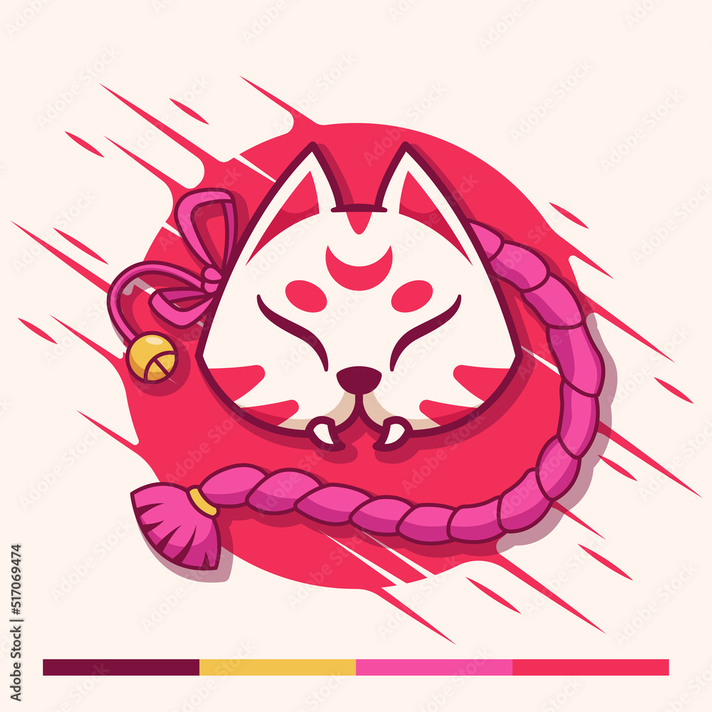 kitsune traditional japanese mask illustration Stock Vector | Adobe Stock