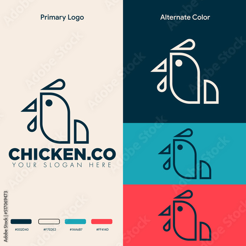 minimalist simple chicken logo design