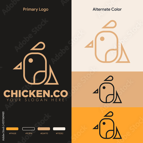 minimalist simple chicken logo design