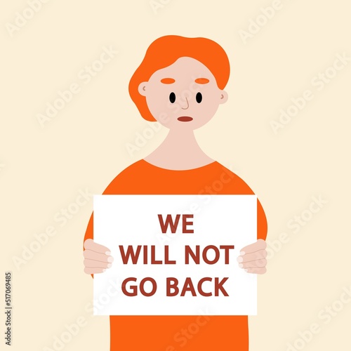 Movement support of women and human rights with middle gender character. We will not go back, my body my choice illustration.