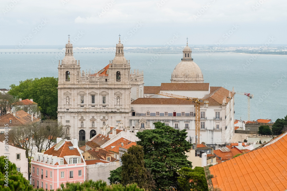 Lisboa, Portugal. April 9, 2022.  San Vicente de Fora Church with its architecture.