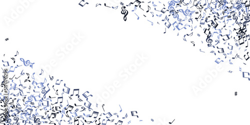 Musical notes flying vector wallpaper. Melody
