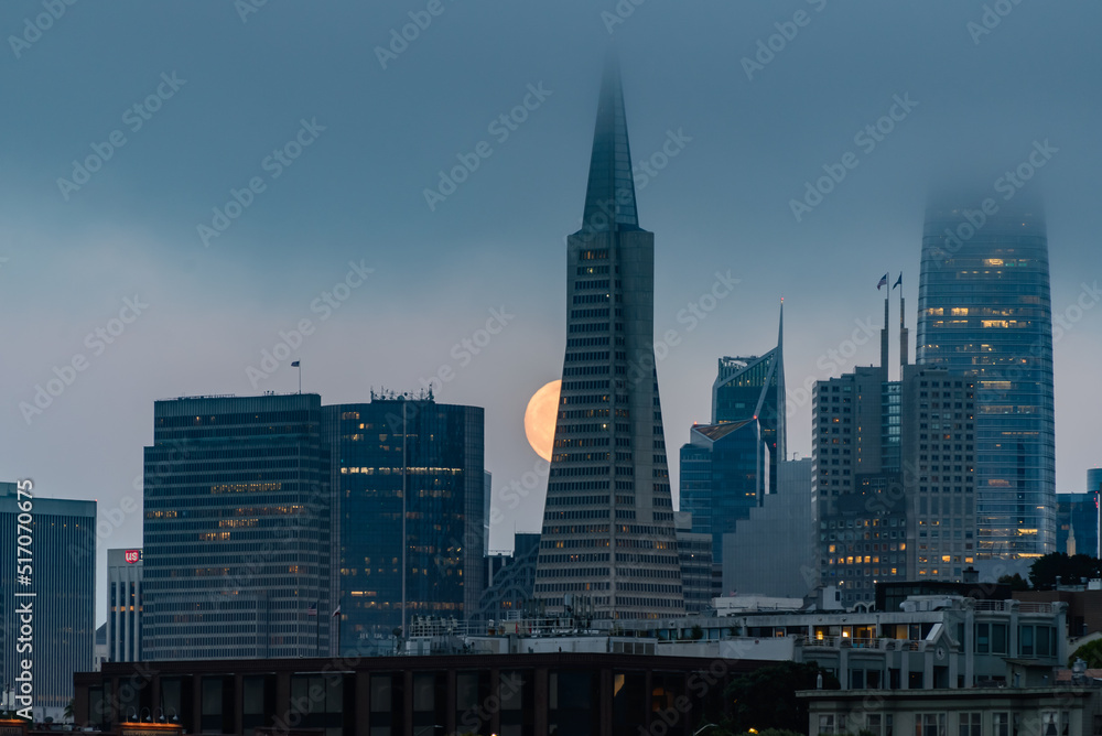 July 12, 2022 Supermoon next to Transamerica Pyramid San Francisco July 12, 2022 Supermoon next to Transamerica Pyramid San Francisco