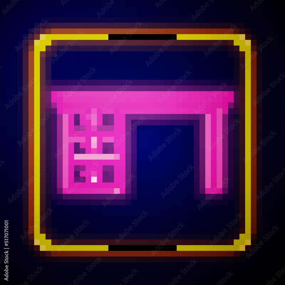 Glowing neon Office desk icon isolated on black background. Vector Glowing neon Office desk icon isolated on black background. Vector