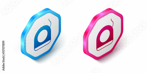 Isometric Dental floss icon isolated on white background. Hexagon button. Vector