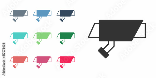Black Security camera icon isolated on white background. Set icons colorful. Vector