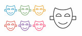 Set line Comedy theatrical mask icon isolated on white background. Set icons colorful. Vector