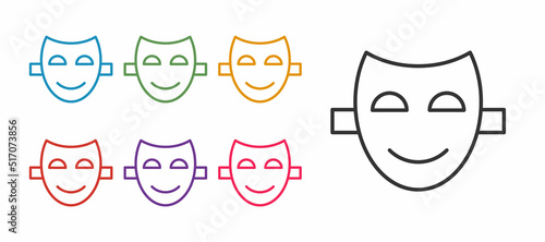 Set line Comedy theatrical mask icon isolated on white background. Set icons colorful. Vector