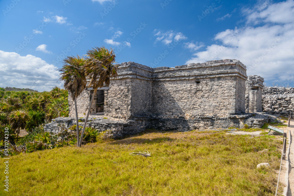 House of the Cenote, Mayan Ruins in Tulum, Riviera Maya, Yucatan, Caribbean Sea, Mexico