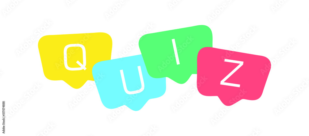 Quiz logo with speech bubble symbols, concept of questionnaire show sing, quiz button, question competition, exam, interview modern emblem Quiz logo with speech bubble symbols, concept of questionnaire show sing, quiz button, question competition, exam, interview modern emblem