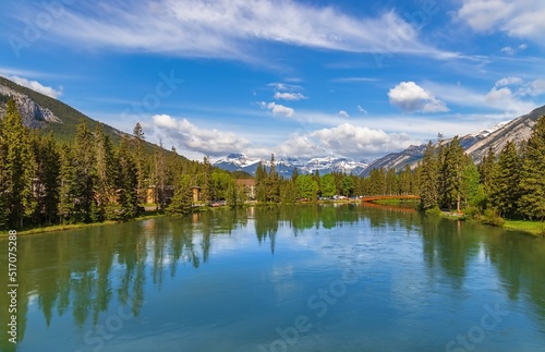 Panoramic Reflections On The Bow River In Banff