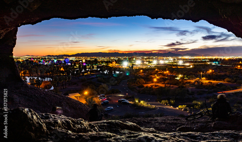 Fototapeta Naklejka Na Ścianę i Meble -  Phoenix, AZ at night, seen from Hole in the Rock