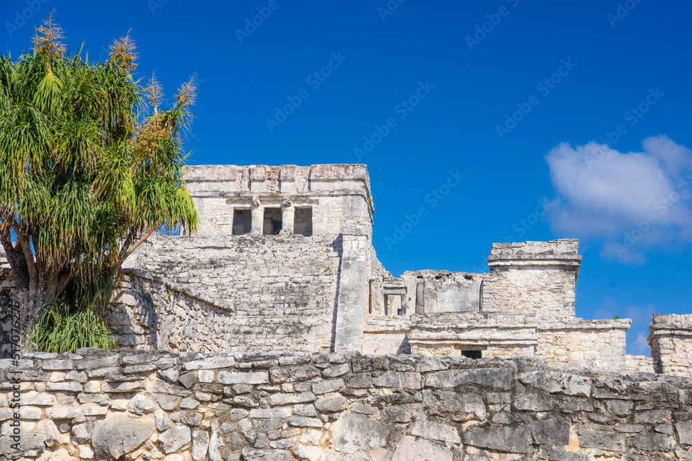 The castle, Mayan Ruins in Tulum, Riviera Maya, Yucatan, Caribbean Sea, Mexico