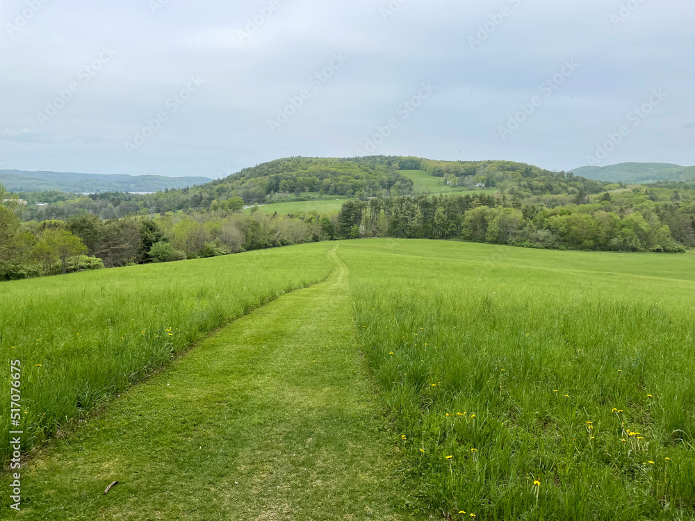 Rolling hills and country side - hiking trail in Upstate New York