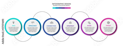 Steps business data visualization timeline process infographic template design with icons