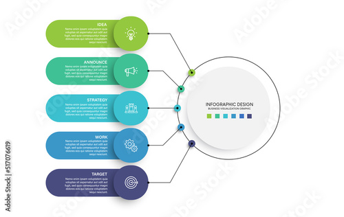 Steps business data visualization timeline process infographic template design with icons