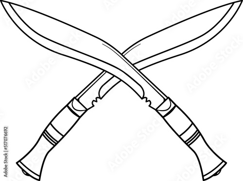 Isolated Crossed Kukri Sword in Vector