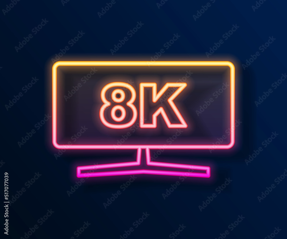 Glowing neon line Computer monitor icon isolated on black background. PC component sign. Vector Glowing neon line Computer monitor icon isolated on black background. PC component sign. Vector