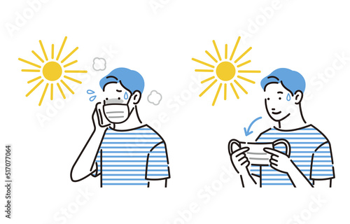 熱中症対策でマスクを外す男性