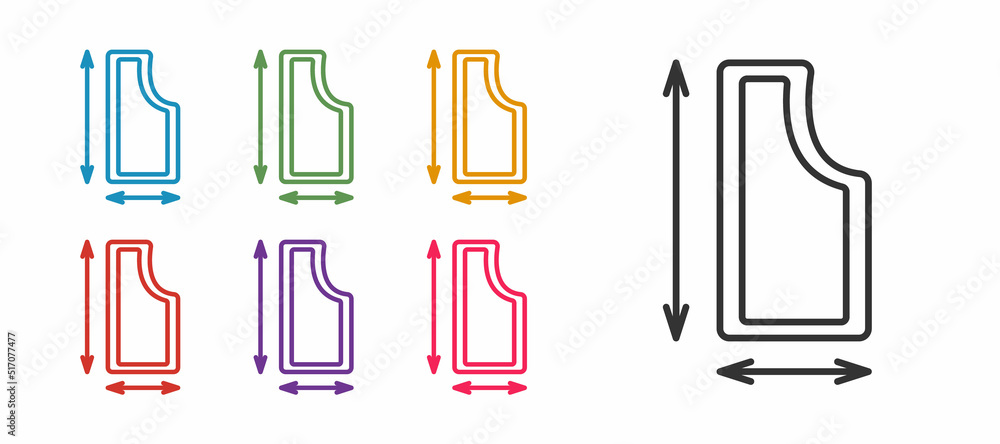 Set line Sewing pattern icon isolated on white background. Markings for sewing. Set icons colorful. Vector Set line Sewing pattern icon isolated on white background. Markings for sewing. Set icons colorful. Vector