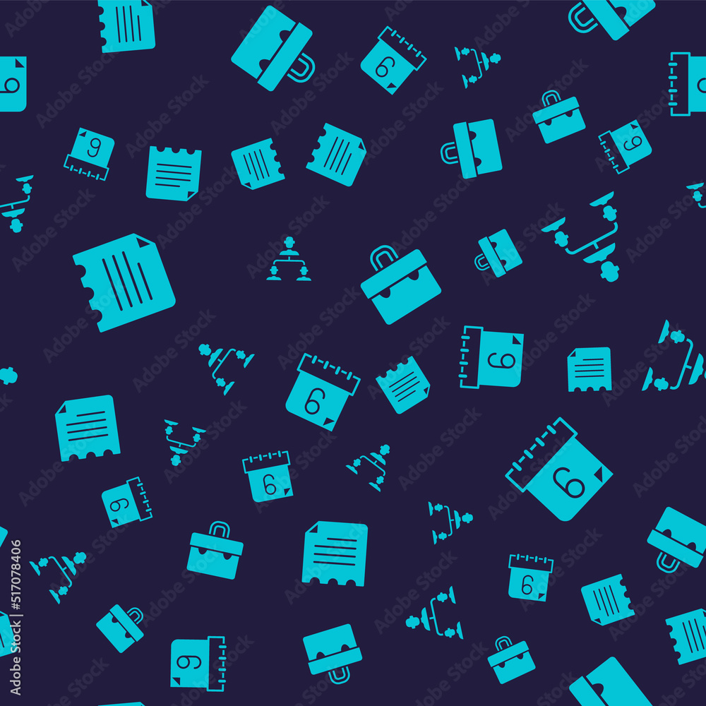 Set Notebook, Employee hierarchy, Briefcase and Calendar on seamless pattern. Vector