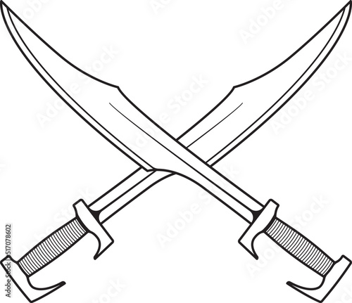 Isolated Crossed Spartan Sword, Crossed Greek Sword in Vector