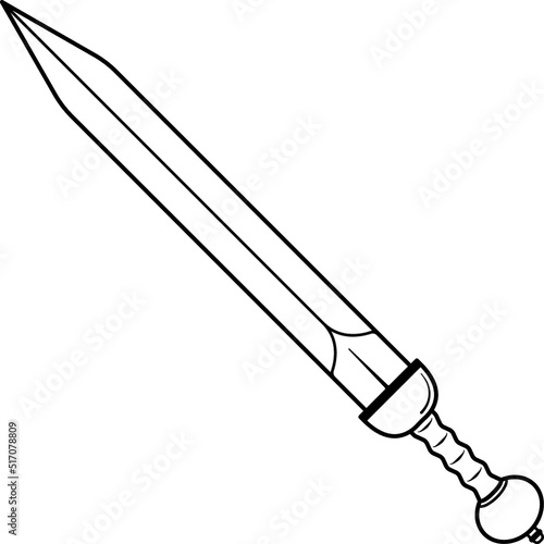 Isolated Roman Gladiator Sword, Gladius Sword in Vector