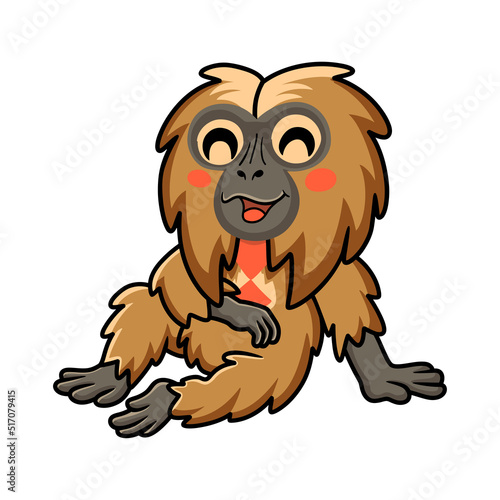 Cute little gelada monkey cartoon sitting