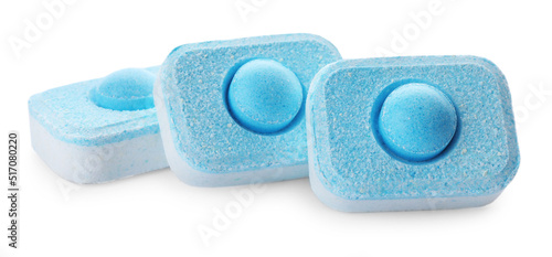 Many water softener tablets isolated on white