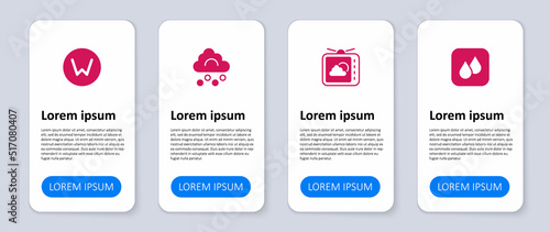 Set Water drop, Weather forecast, Hail cloud and Compass north. Business infographic template. Vector