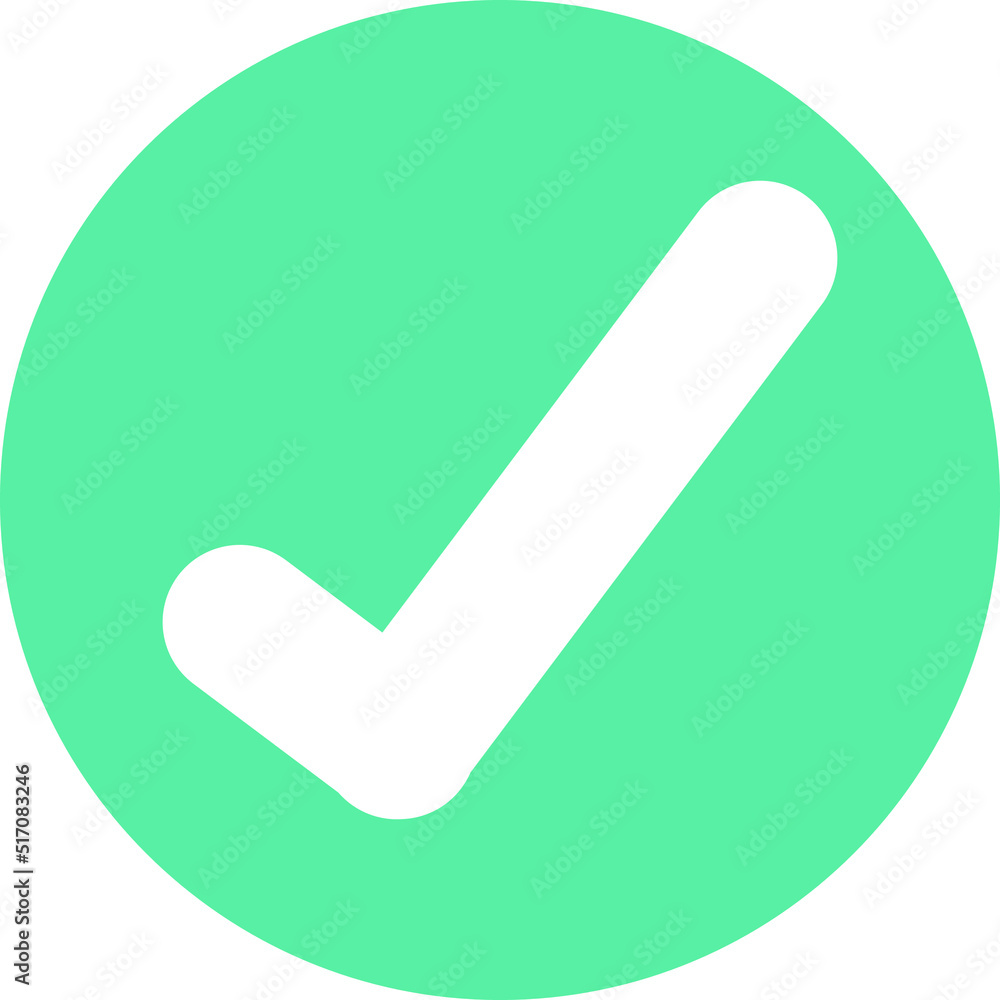 Check symbol enclosed within a bluish turquoise circle