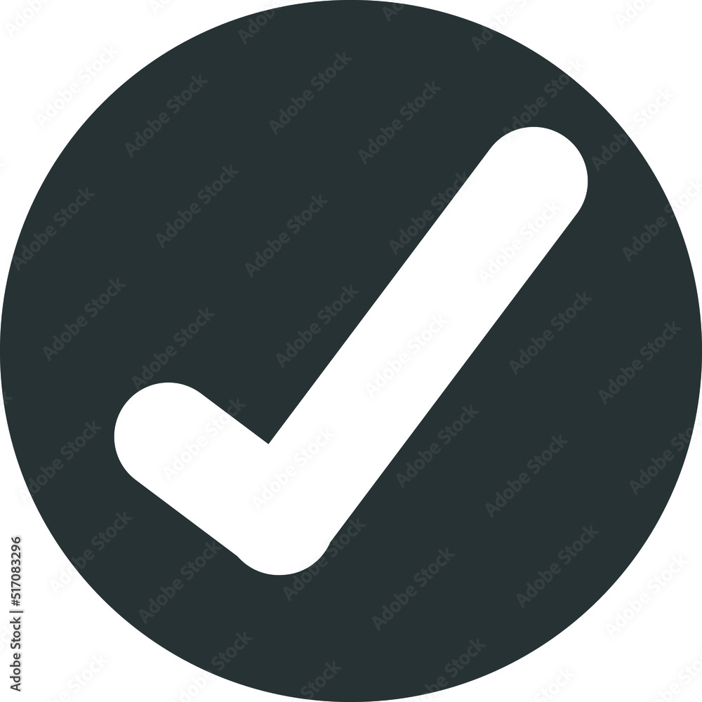 Check symbol enclosed within a dark gray circle Check symbol enclosed within a dark gray circle