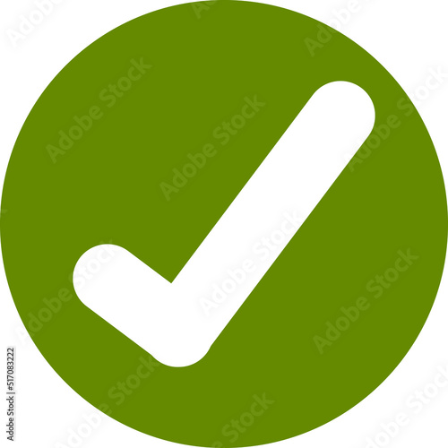 Check symbol enclosed within a olive green circle